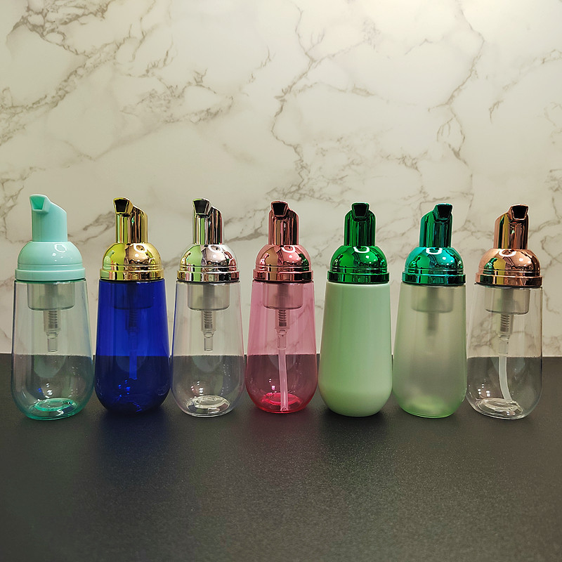 wholesale clear white black 60ml U shape pet foam bottles 