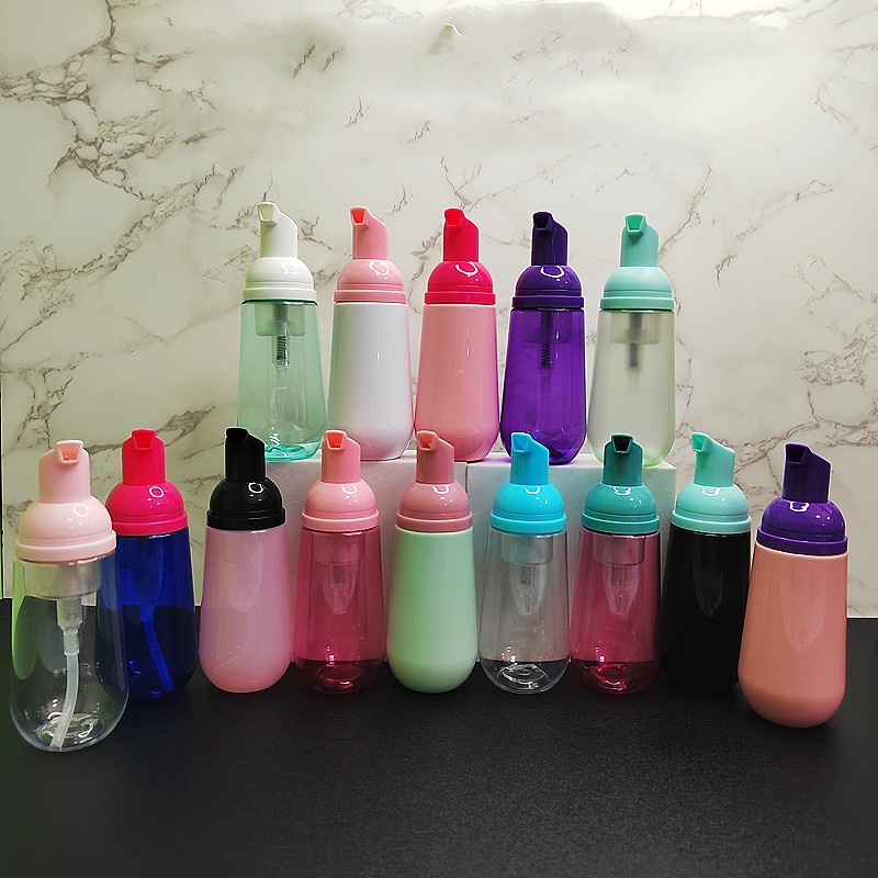 wholesale clear white black 60ml U shape pet foam bottles 