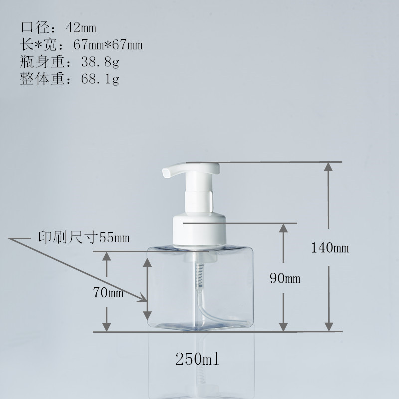 250ml 300ml 450ml 500ml Hand sanitizer bottle with a press - type foaming pump cap 250ml 300ml 450ml 500ml Hand sanitizer bottle with a press - type foaming pump cap