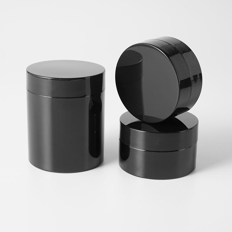 68mm mouth Black PET plastic container cosmetic packaging thickened black plastic tooth powder jars