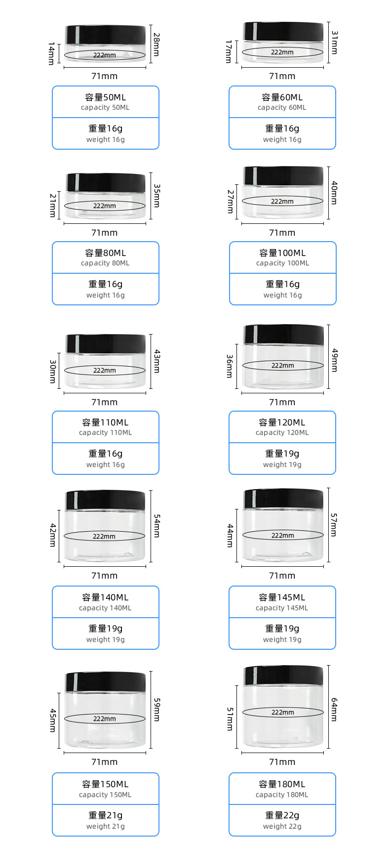 68mm openning Transparent plastic wide - mouth bottles food - grade sealed storage containers 68mm openning Transparent plastic wide - mouth bottles food - grade sealed storage containers