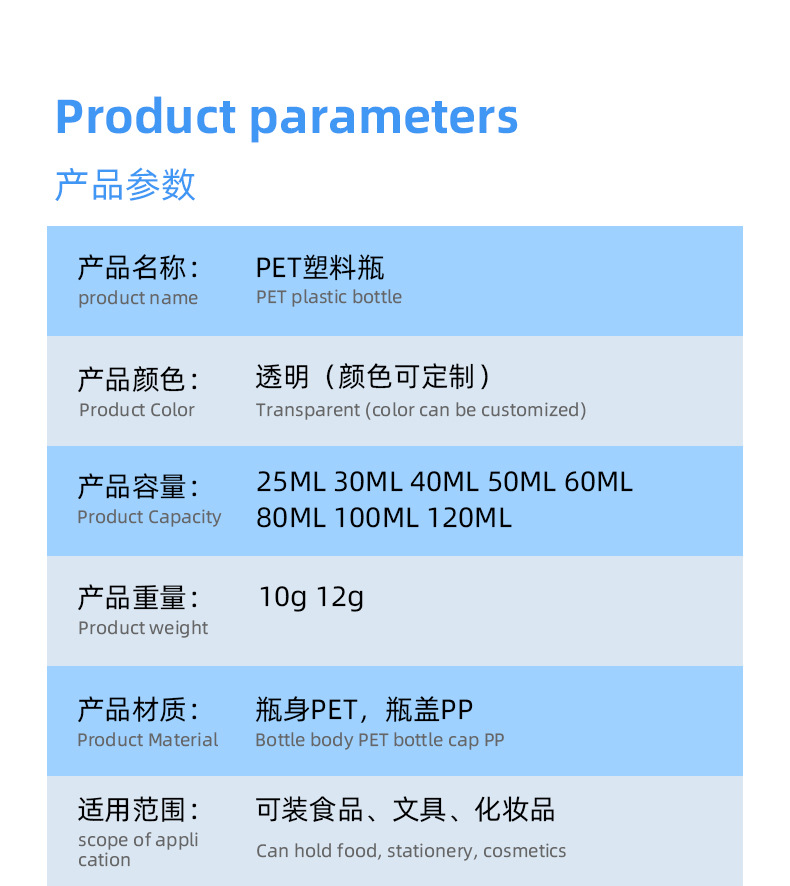 47mm openning PET small mouthed plastic cosmetic sample sized transparent dispensing jars