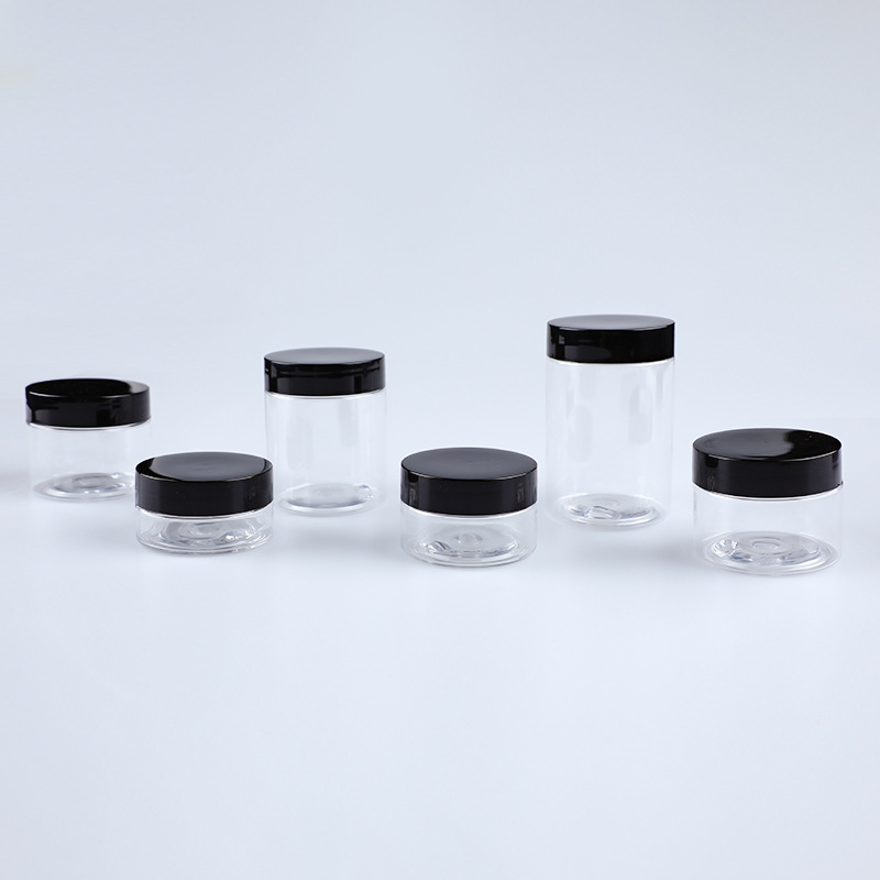 47mm openning PET small mouthed plastic cosmetic sample sized transparent dispensing jars