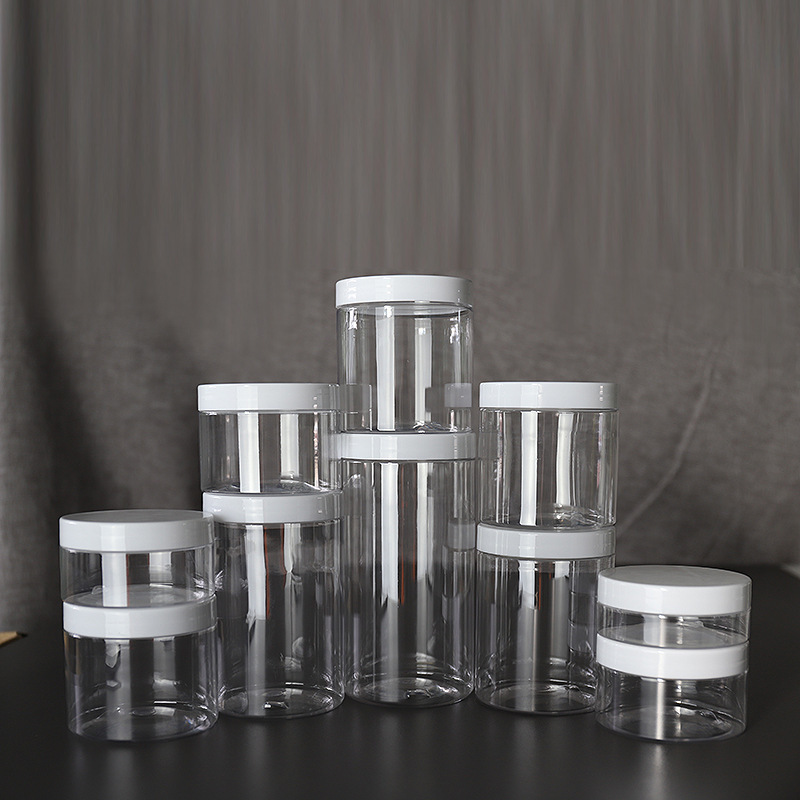 89mm openning 300-1000ml Large Capacity PET Transparent Plastic Jars for Cream Mask Nuts Food