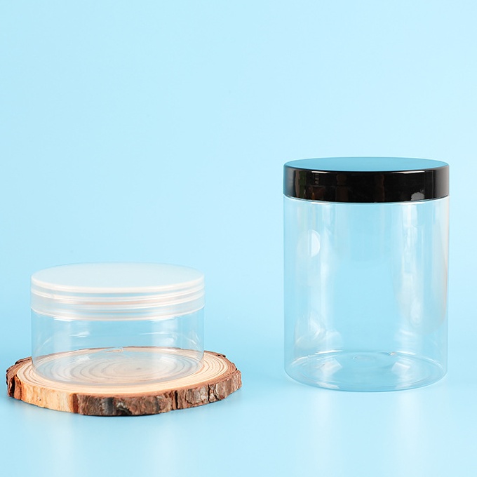 89mm openning 300-1000ml Large Capacity PET Transparent Plastic Jars for Cream Mask Nuts Food