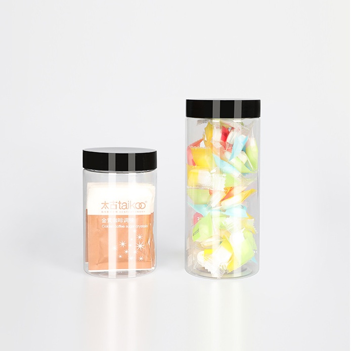 56mm opening 50ml-330ml pet plastic jar with black/white/clear/silver/gold cap for food