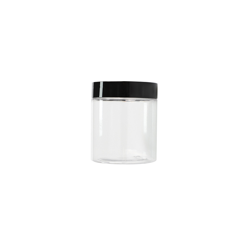 56mm opening 50ml-330ml pet plastic jar with black/white/clear/silver/gold cap for food