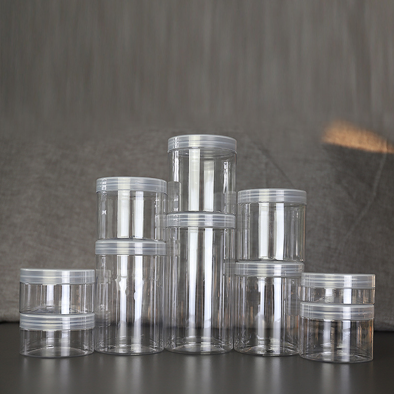 89mm openning 300-1000ml Large Capacity PET Transparent Plastic Jars for Cream Mask Nuts Food