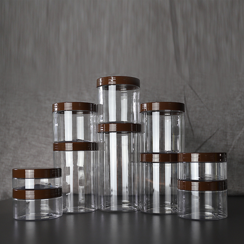 89mm openning 300-1000ml Large Capacity PET Transparent Plastic Jars for Cream Mask Nuts Food