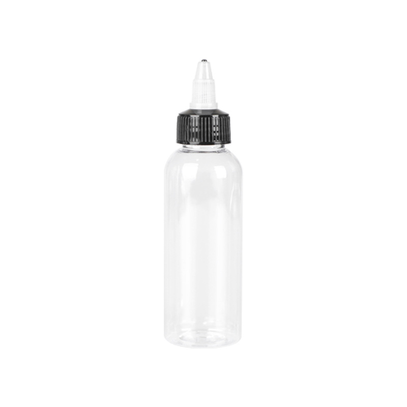 Wholesale 50ml 100ml 120ml and 150ml transparent PET bottles with pointed nozzle caps