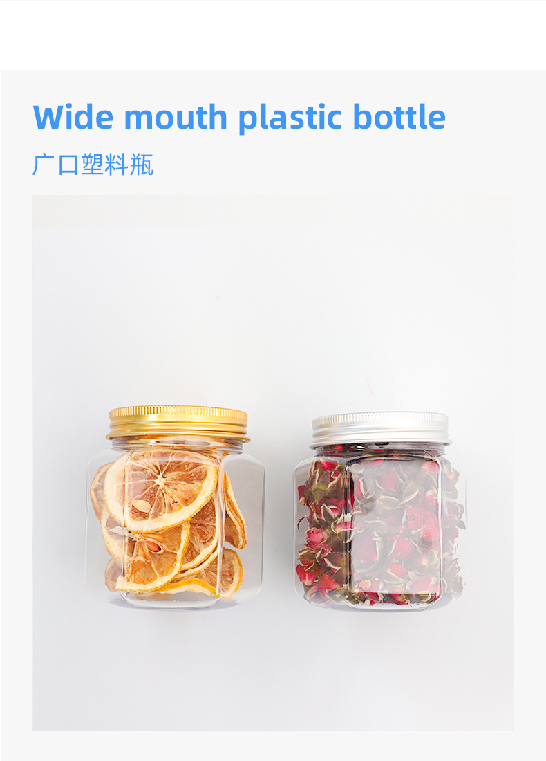 200ml and 420ml PET Transparent Plastic Hexagonal Bottles with Black Lids for Candies Dried Goods 200ml and 420ml PET Transparent Plastic Hexagonal Bottles with Black Lids for Candies Dried Goods
