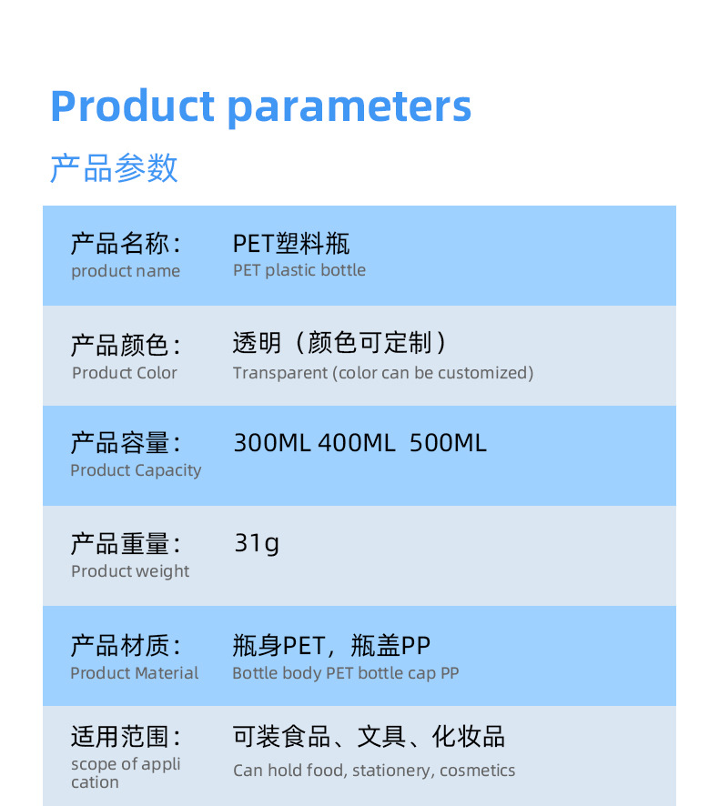 73mm opening Clear pet square food-grade transparent wide-mouth scented tea jars 300ml 500ml