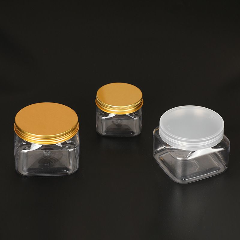 83mm opening clear square plastic PET jar 300ml